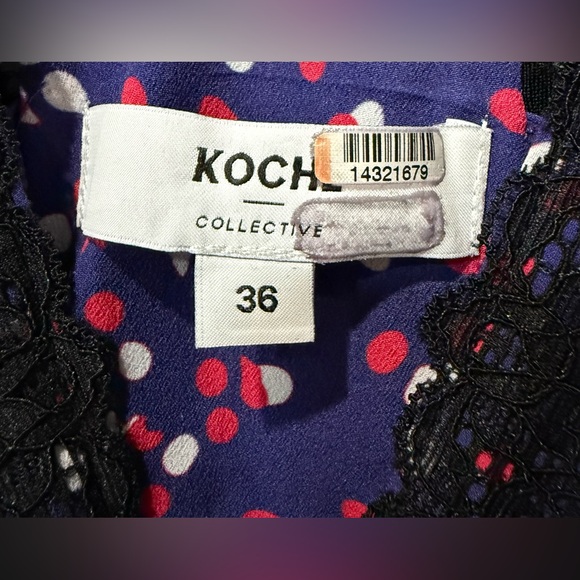 KOCHÉ COLLECTIVE Purple / Black Lace Trim Dot Romantic Slip Dress 36 /‎ 4 $364 - Picture 7 of 9